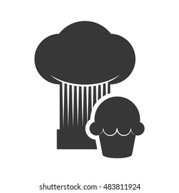 chefs hat and muffin icon. Bakery food and shop theme. Isolated design. Vector illustration