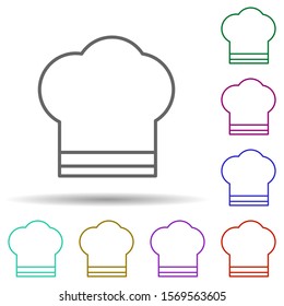 Chef's hat multi color icon. Simple thin line, outline vector of web icons for ui and ux, website or mobile application