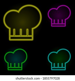 chef's hat neon color set icon. Simple thin line, outline vector of kitchen icons for ui and ux, website or mobile application