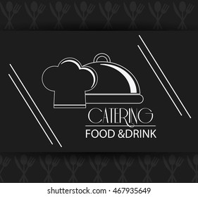 chefs hat plate catering service menu food icon. Silhouette illustration