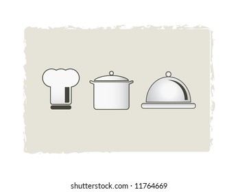 chef's hat with pot and casserole