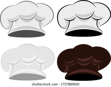 Chef's hat. Set of four chef hats on a white isolated background.