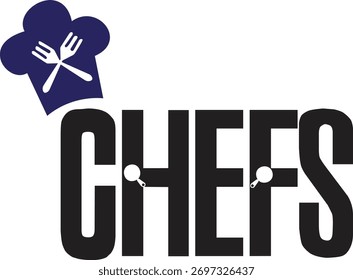 Logo de sombrero y utensilios de chef para marca culinaria