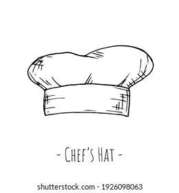 Chef's hat. Vector illustration. Isolated object on a white background. Hand-drawn style.