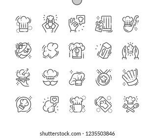 Chef's hat Well-crafted Pixel Perfect Vector Thin Line Icons 30 2x Grid for Web Graphics and Apps. Simple Minimal Pictogram