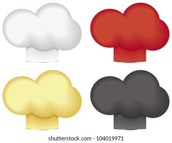 Chef's hat in white, red, gold and black isolated on a white background.