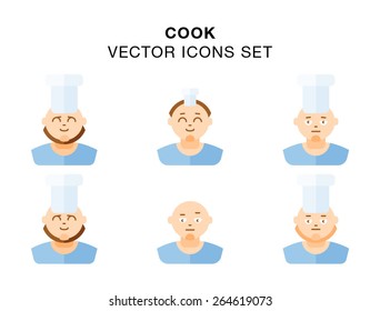 Chefs icons set - vector illustrations