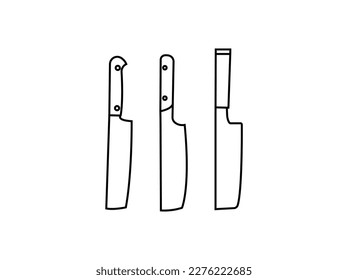 chef's kitchen knife . Cutlery and Kitchen Set Icon Design Template . Fork, knife, spoon icon. Simple icon vector design. isolated on white background. Vector Icons of kitchen knifes .