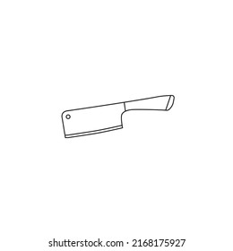 Icono de la línea de cuchillo de cocina del chef. Señal plana del vector