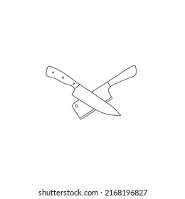 Chef's kitchen knife line icon. Vector flat sign