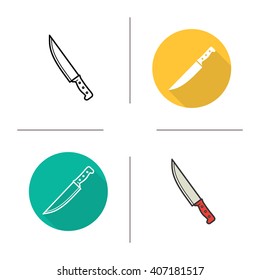 Chef's knife icon. Flat design, linear and color styles. Isolated vector illustrations