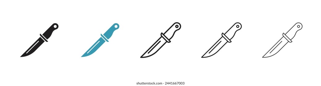 Chef's Knife and Kitchen Blade Icons. Sharp Culinary Tool and Cooking Symbols.
