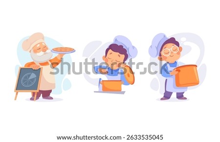 Chefs masterfully Baking a Variety of Delicious Treats in their Colorful Kitchen Space