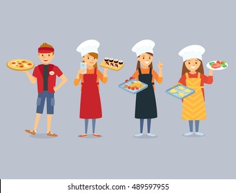 Chefs, sushi, fish, cookies, pizza delivery