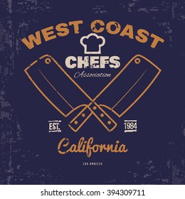 Chefs T-shirt print design with grunge. Vector Illustration