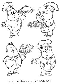 Chefs and Waiter Illustrations for Restaurants Menus