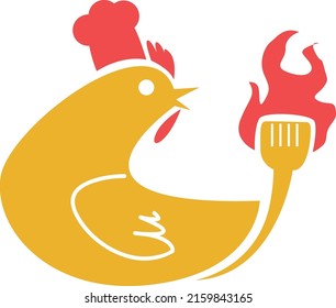 Cheif Chicken with spatula and fire like cooking food
