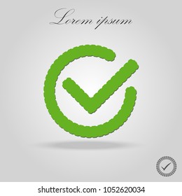 Chek Icon Vector. Cheked icon vector on white background. Green icon.