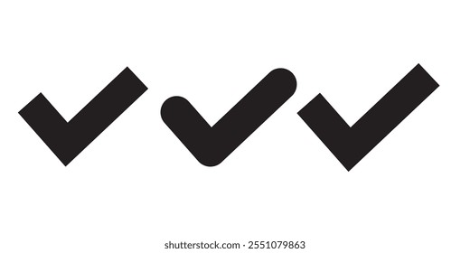 Chek, ok, sim ícone aprovado ilustração vetorial. Ícone de marca de seleção no plano de fundo branco. Ilustração vetorial