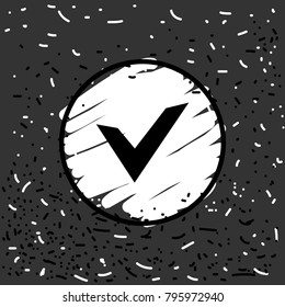 Chek, ok, yes icon approved vector illustration on dark background