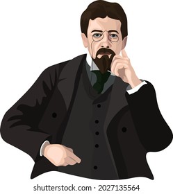 Chekhov, Russian writer. Portrait, vector graphics