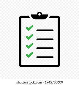 Cheklist clipboard vector icon. Check list symbol isolated Vector EPS 10