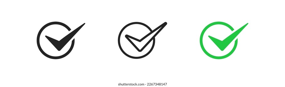 Chekmark im Kreis Symbol auf hellem Hintergrund. Das Symbol der grünen Cheklist. Tick, ok, Zustimmung, positiv, gut, korrekt. Die Einrichtung ist modern und farbenfroh. Flaches Design.