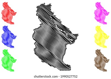 Chelan County, State of Washington (U.S. county, United States of America) map vector illustration, scribble sketch Chelan map