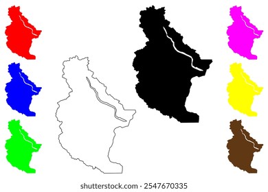 Condado de Chelan, Estado de Washington (Condado dos EUA, Estados Unidos da América, EUA, EUA) mapa ilustração vetorial, esboço de rabisco Mapa de Chelan