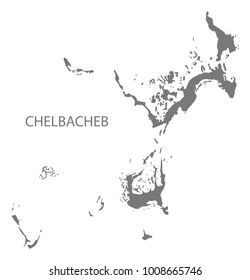 Chelbacheb map of Palau grey illustration silhouette shape