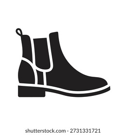 Ícone de bota de Chelsea ilustração vetorial mostrando calçado de couro calçado sapato moda painel lateral elástico estilo vestuário conceito isolado branco fundo design elemento