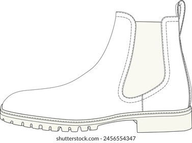 Chelsea Boot Side View Vector Illustration Template