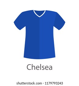 Chelsea football team shirt color vector icon. Flat design