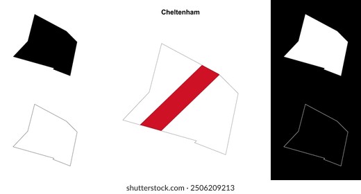 Cheltenham blank outline map set