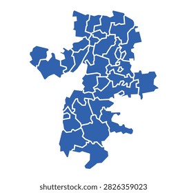 Chelyabinsk All Districts Blue Flat Map Vector Illustration