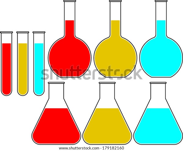 Chemestry Flasks Beakers Test Tubes Set Stock Vector (Royalty Free ...