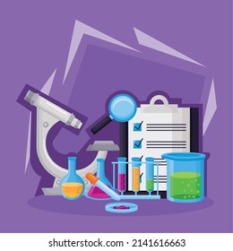 Chemestry Laboratory Equipment Set Icons