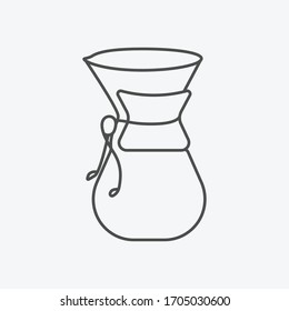 Chemex isolated on background. Coffeemaker symbol modern, simple, vector, icon for website design, mobile app, ui. Vector Illustration