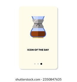 Chemex on white background. Coffee preparation cartoon illustration. Coffee making and culture concept. Vector illustration symbol elements for web design and apps