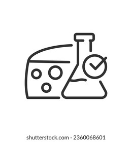 Chemical analysis of the cheese, linear icon. Cheese making stage. Line with editable stroke