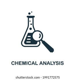 Icono de Análisis químico. Elemento sencillo monocromo de la recogida de la industria del aceite. Icono de análisis químico creativo para diseño web, plantillas, infografías y más
