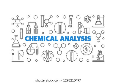 Chemical Analysis vector concept horizontal banner - vector illustration in thin line style