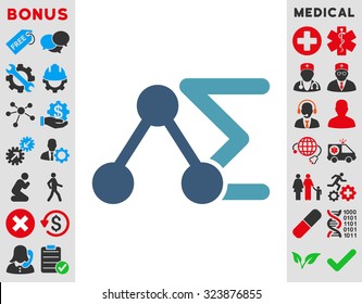 Chemical Analysis vector icon. Style is bicolor flat symbol, cyan and blue colors, rounded angles, white background.