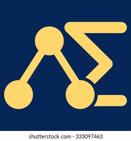 Chemical Analysis vector icon. Style is flat symbol, yellow color, rounded angles, blue background.