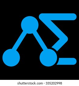 Chemical Analysis vector icon. Style is flat symbol, blue color, rounded angles, black background.