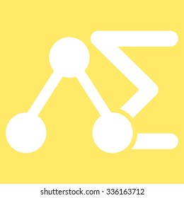 Chemical Analysis vector icon. Style is flat symbol, white color, rounded angles, yellow background.