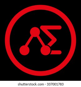 Chemical Analysis vector icon. Style is flat rounded symbol, red color, rounded angles, black background.