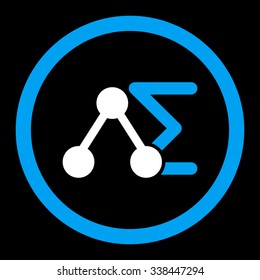Chemical Analysis vector icon. Style is bicolor flat rounded symbol, blue and white colors, rounded angles, black background.