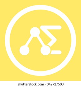 Chemical Analysis vector icon. Style is flat rounded symbol, white color, rounded angles, yellow background.