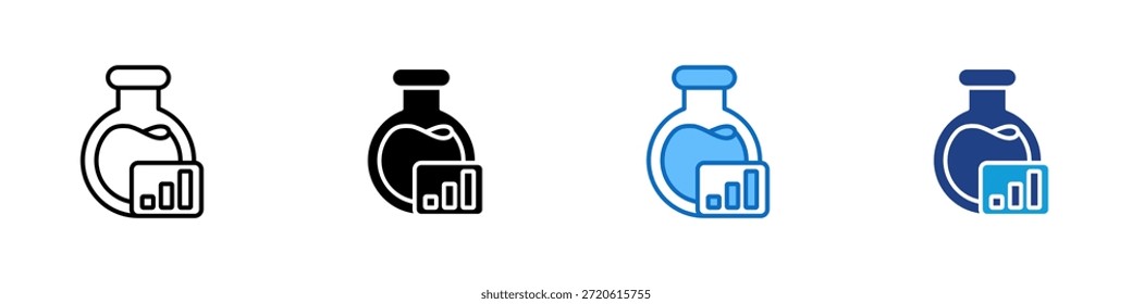 Vector de diseño de íconos de estilo múltiple - frasco con un gráfico que muestra el análisis de datos científicos y las pruebas químicas